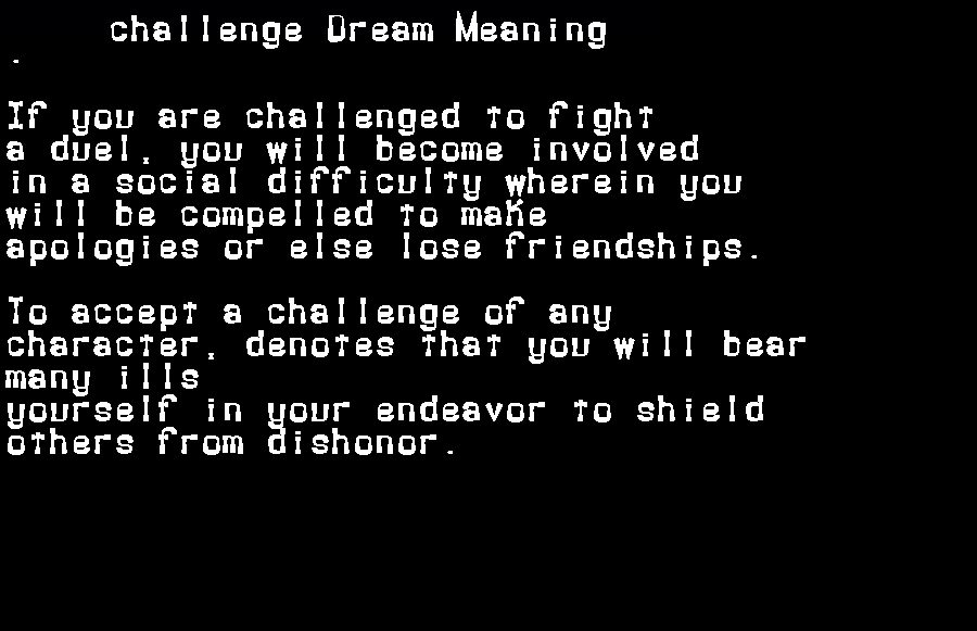 challenge dream meaning
