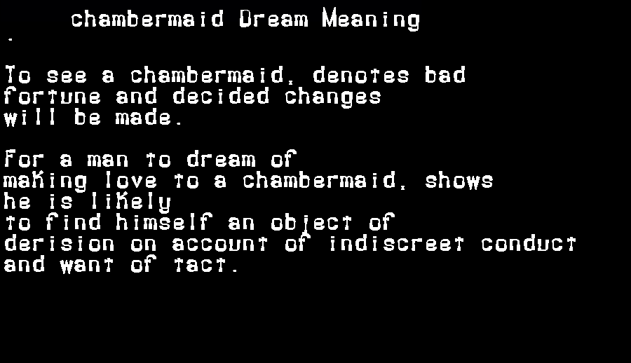 chambermaid dream meaning