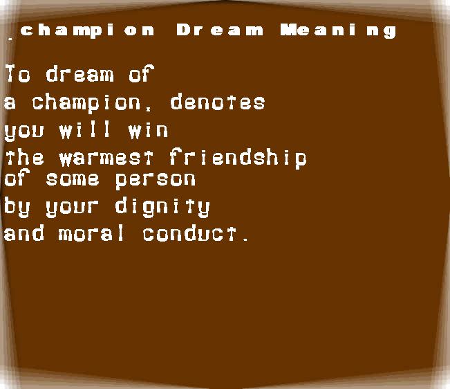 champion dream meaning