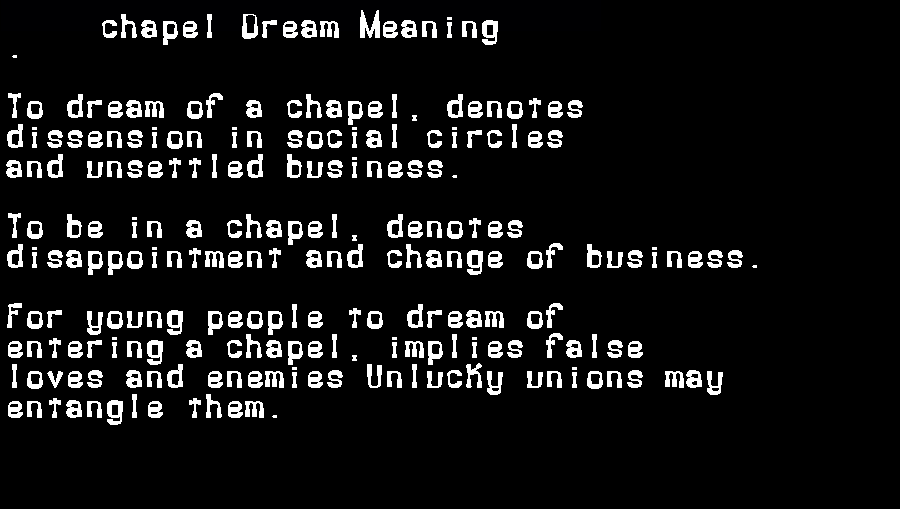 chapel dream meaning
