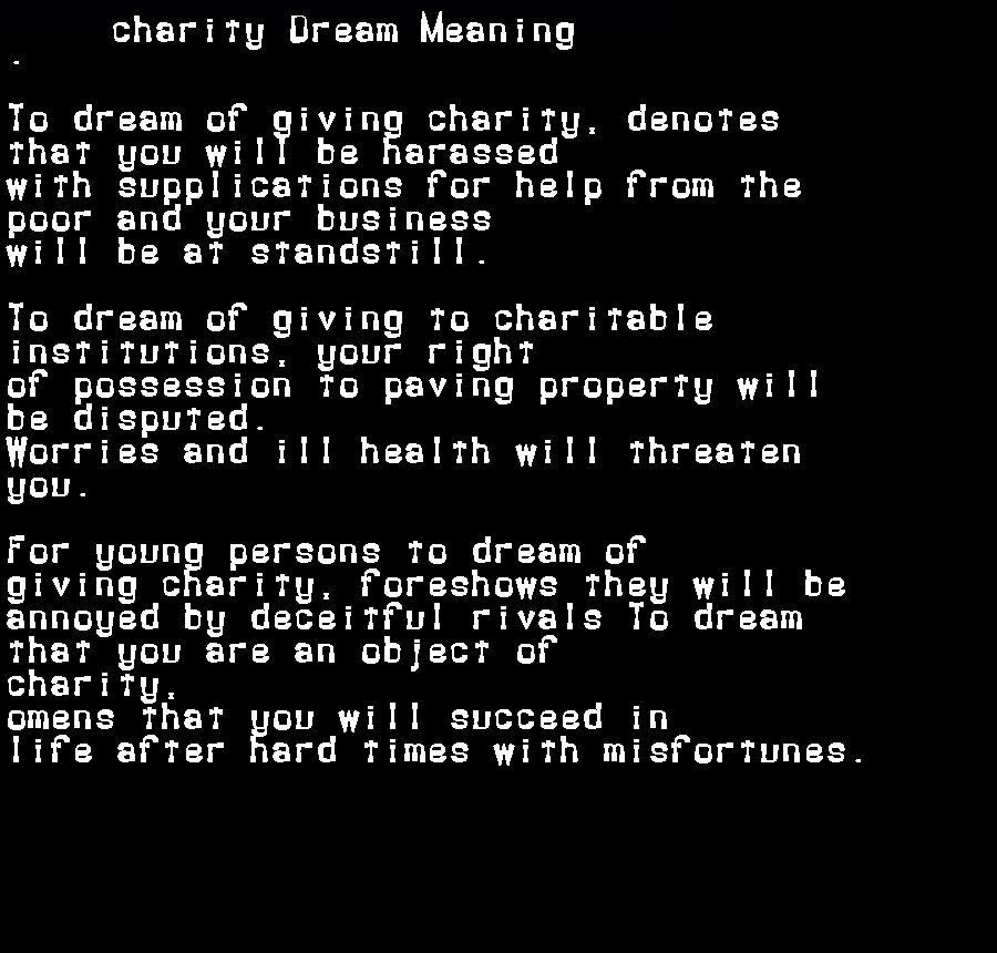 charity dream meaning