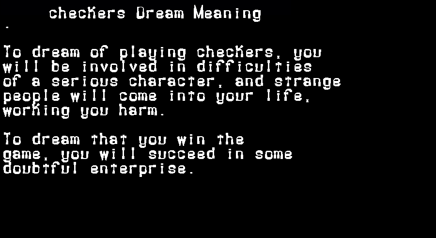 checkers dream meaning