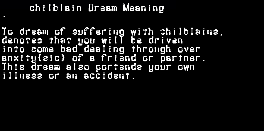 chilblain dream meaning