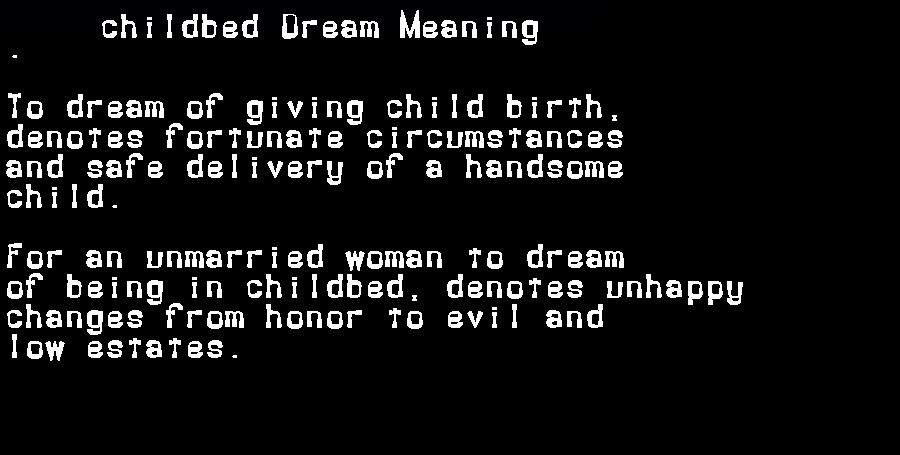 childbed dream meaning
