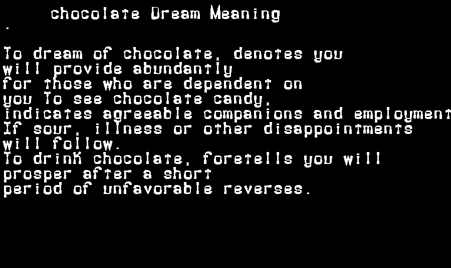 chocolate dream meaning
