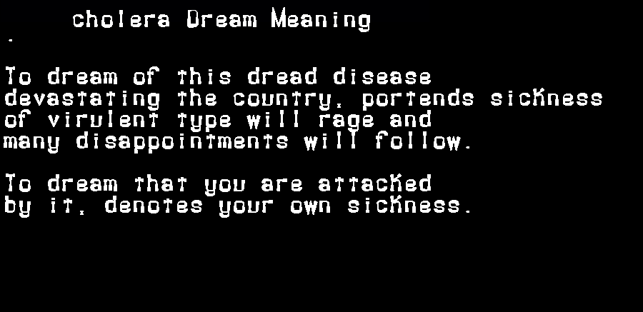 cholera dream meaning
