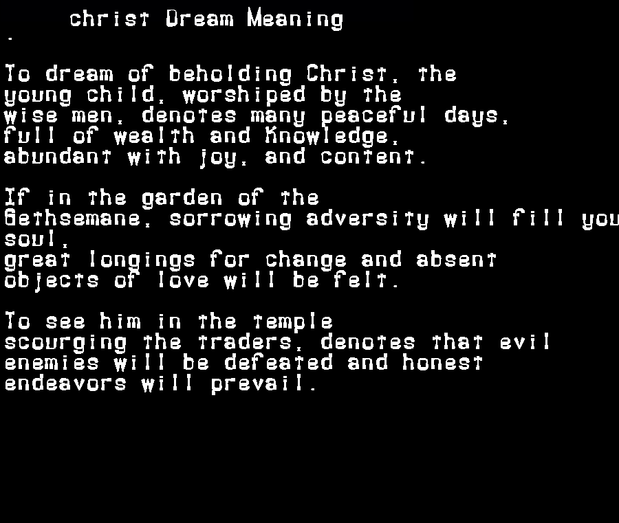 christ dream meaning