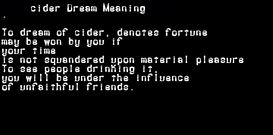 cider dream meaning
