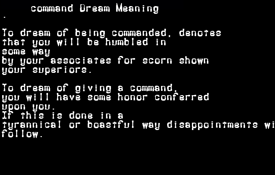 command dream meaning