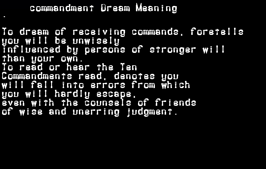 commandment dream meaning