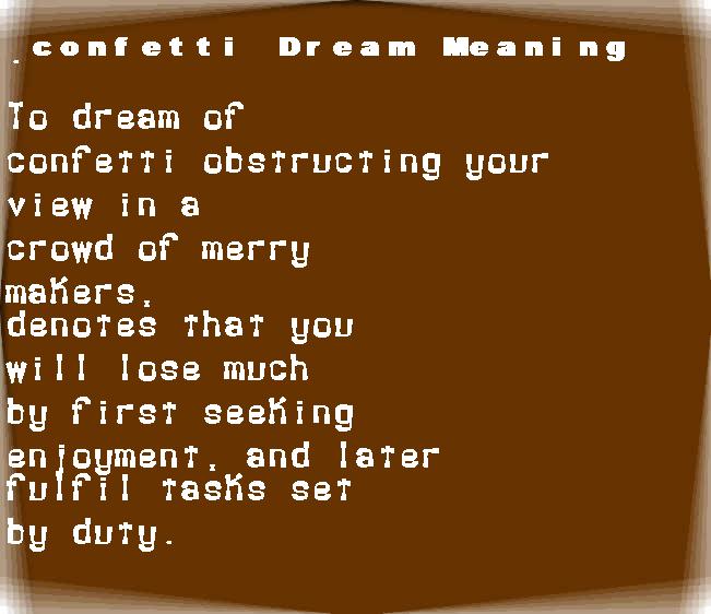 confetti dream meaning
