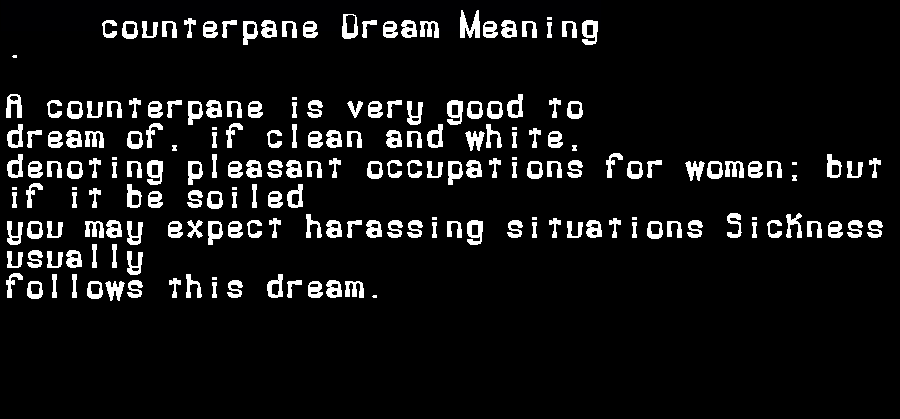 counterpane dream meaning