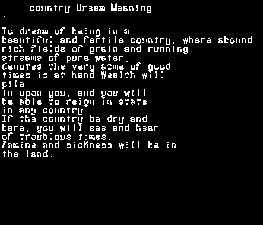 country dream meaning