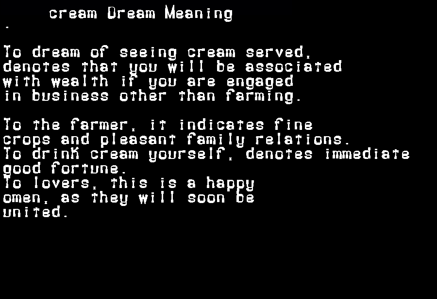 cream dream meaning