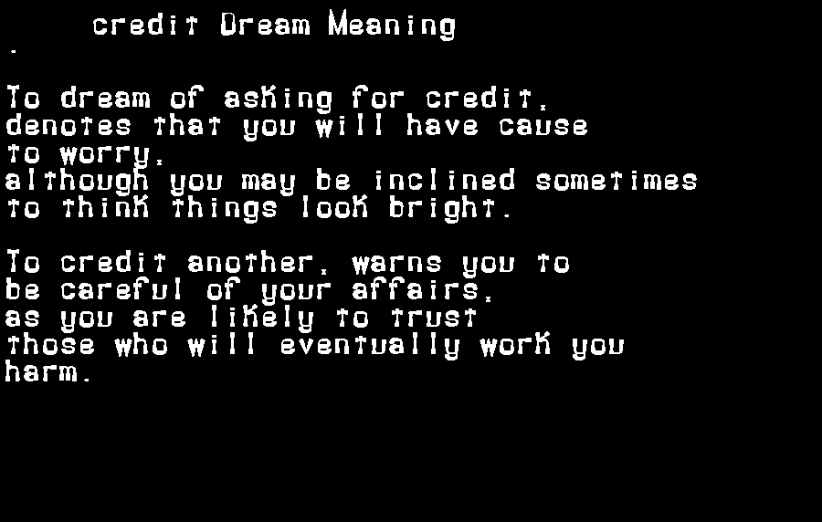 credit dream meaning