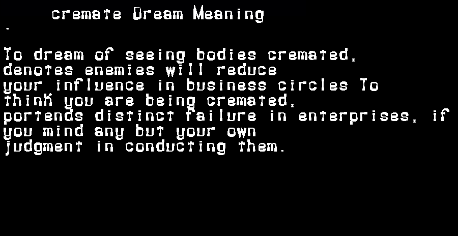 cremate dream meaning