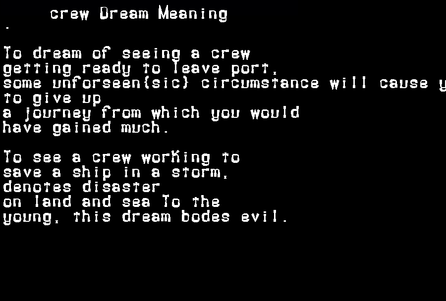 crew dream meaning