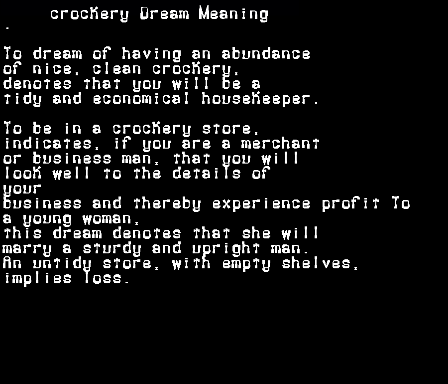 crockery dream meaning