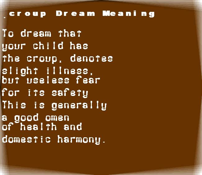croup dream meaning