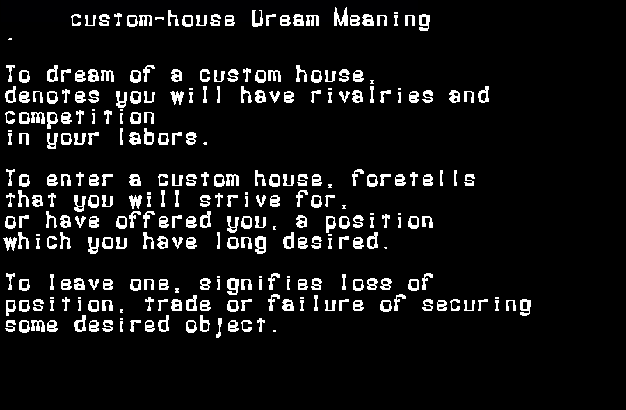 custom-house dream meaning