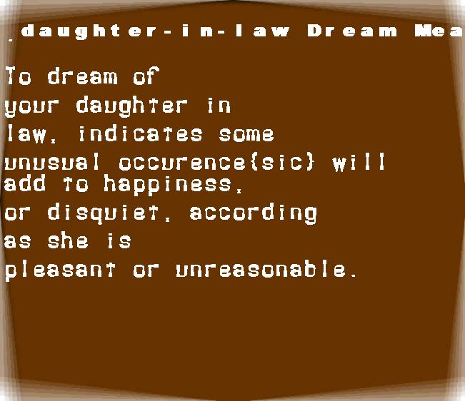 daughter-in-law dream meaning