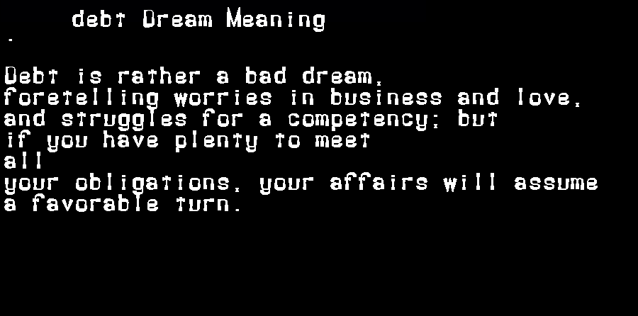 debt dream meaning