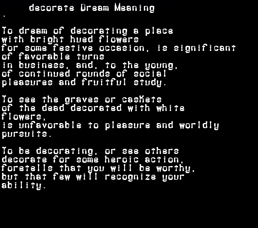 decorate dream meaning