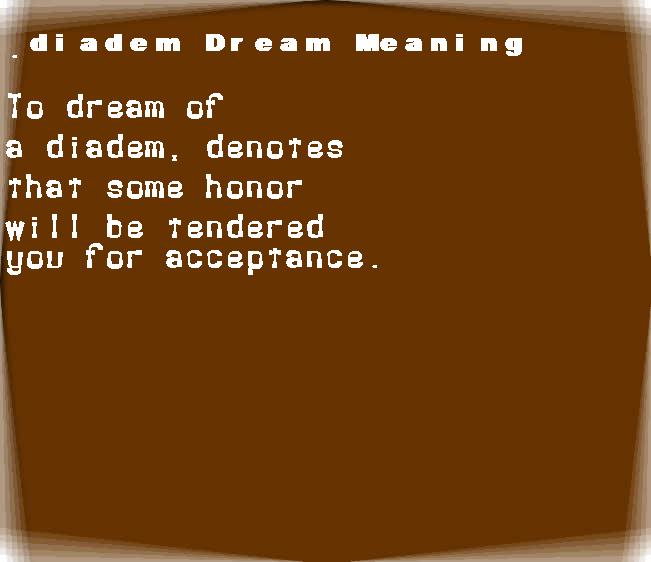 diadem dream meaning
