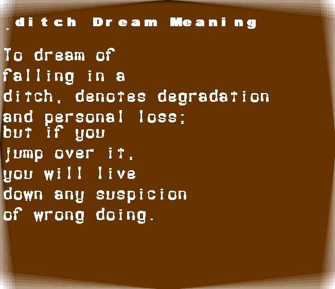 ditch dream meaning