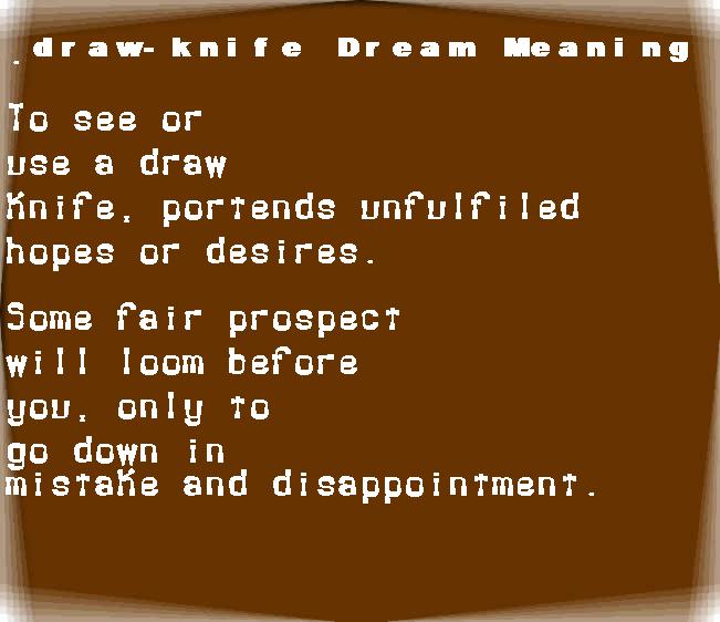 draw-knife dream meaning