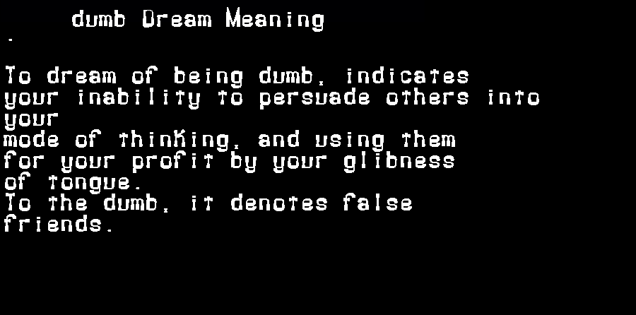 dumb dream meaning