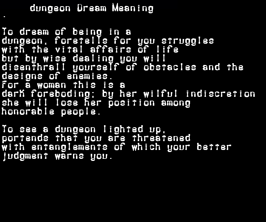 dungeon dream meaning