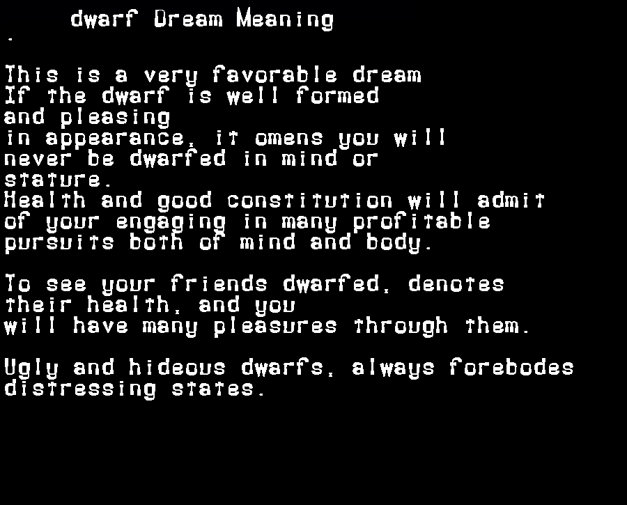 dwarf dream meaning