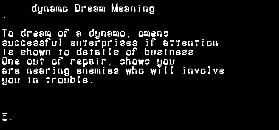 dynamo dream meaning
