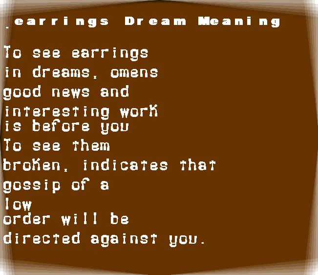 earrings dream meaning