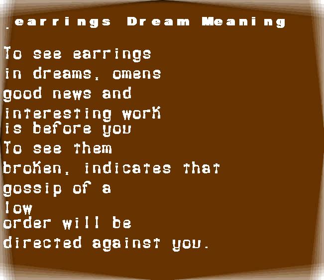 earrings dream meaning