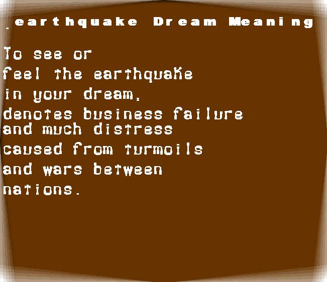 earthquake dream meaning