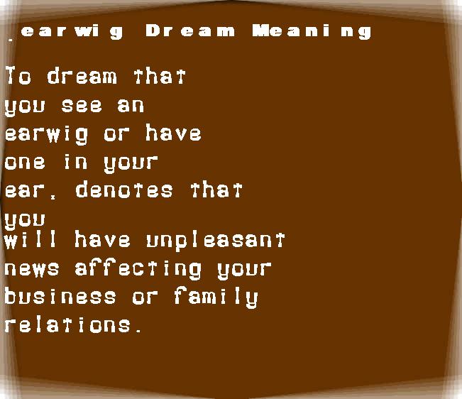earwig dream meaning