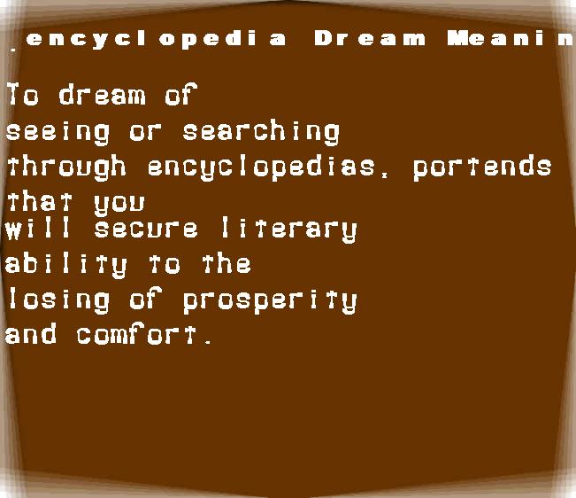 encyclopedia dream meaning