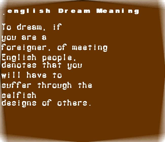 english dream meaning