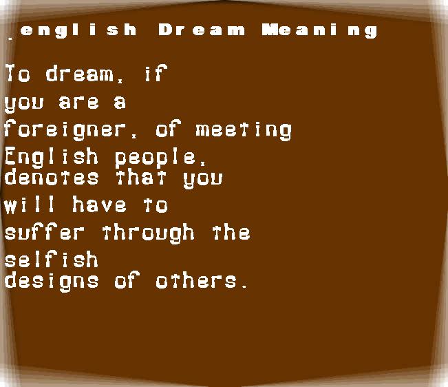 english dream meaning