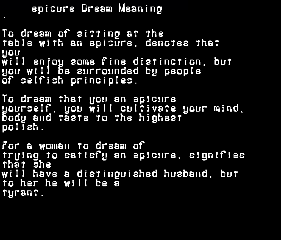 epicure dream meaning