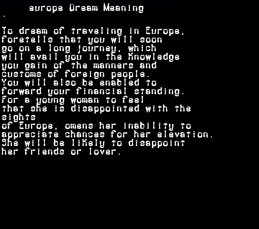 europe dream meaning
