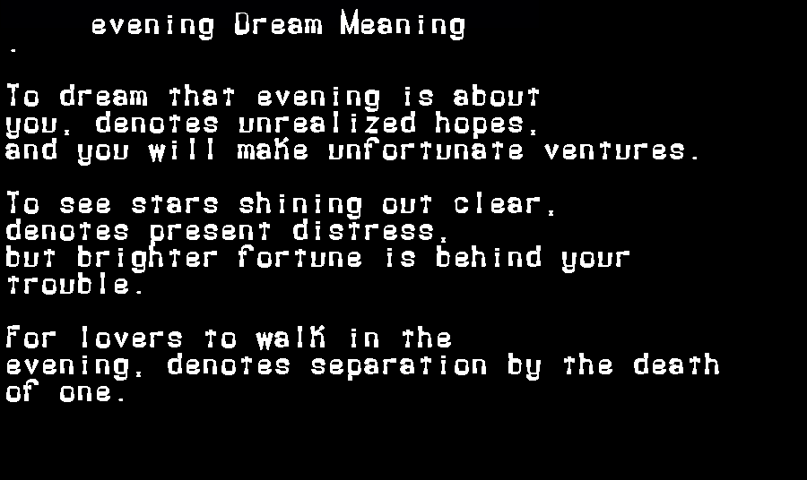 evening dream meaning