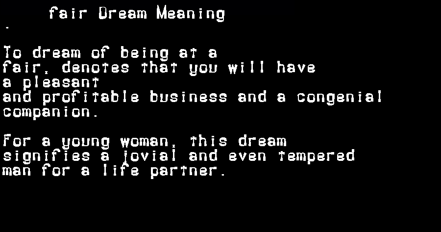 fair dream meaning