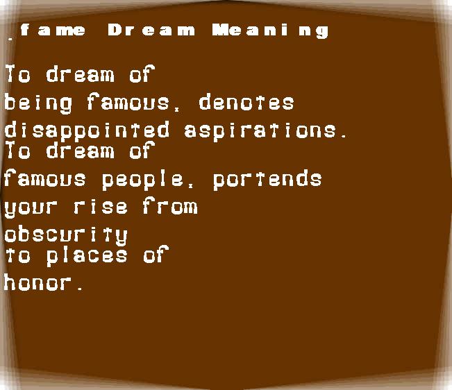 fame dream meaning