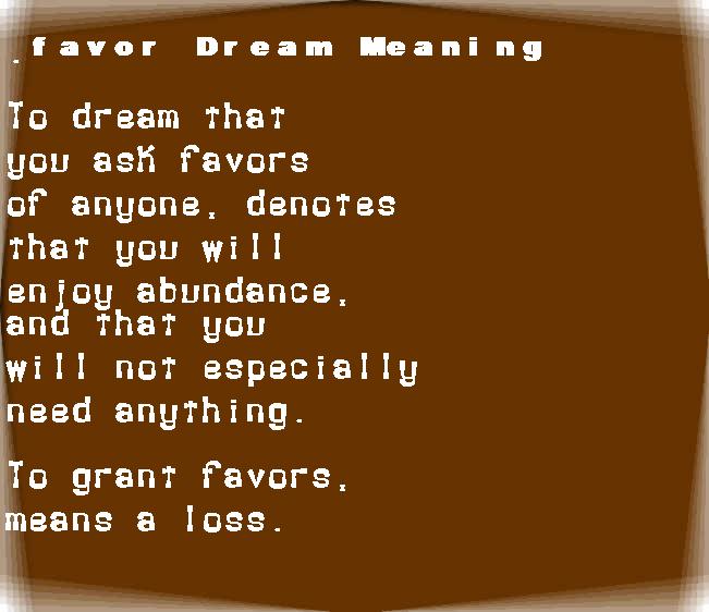 favor dream meaning