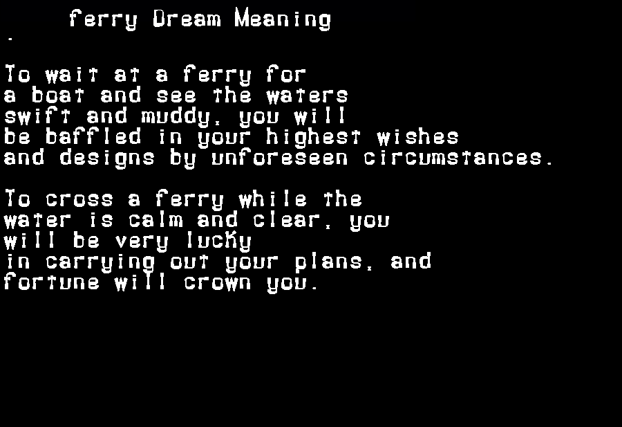 ferry dream meaning