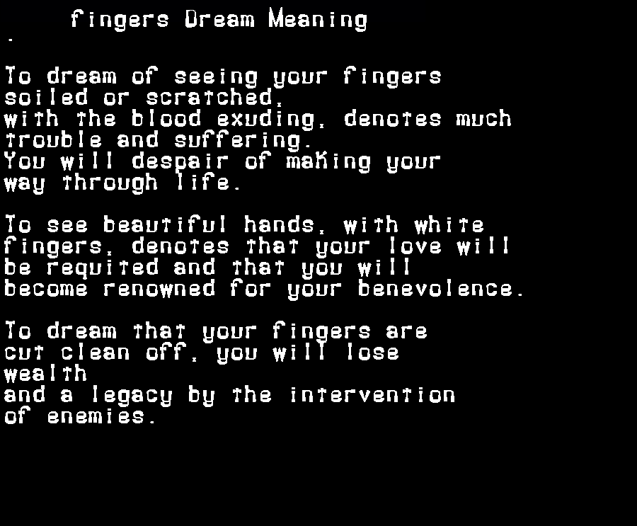 fingers dream meaning