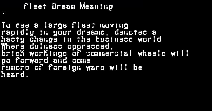 fleet dream meaning